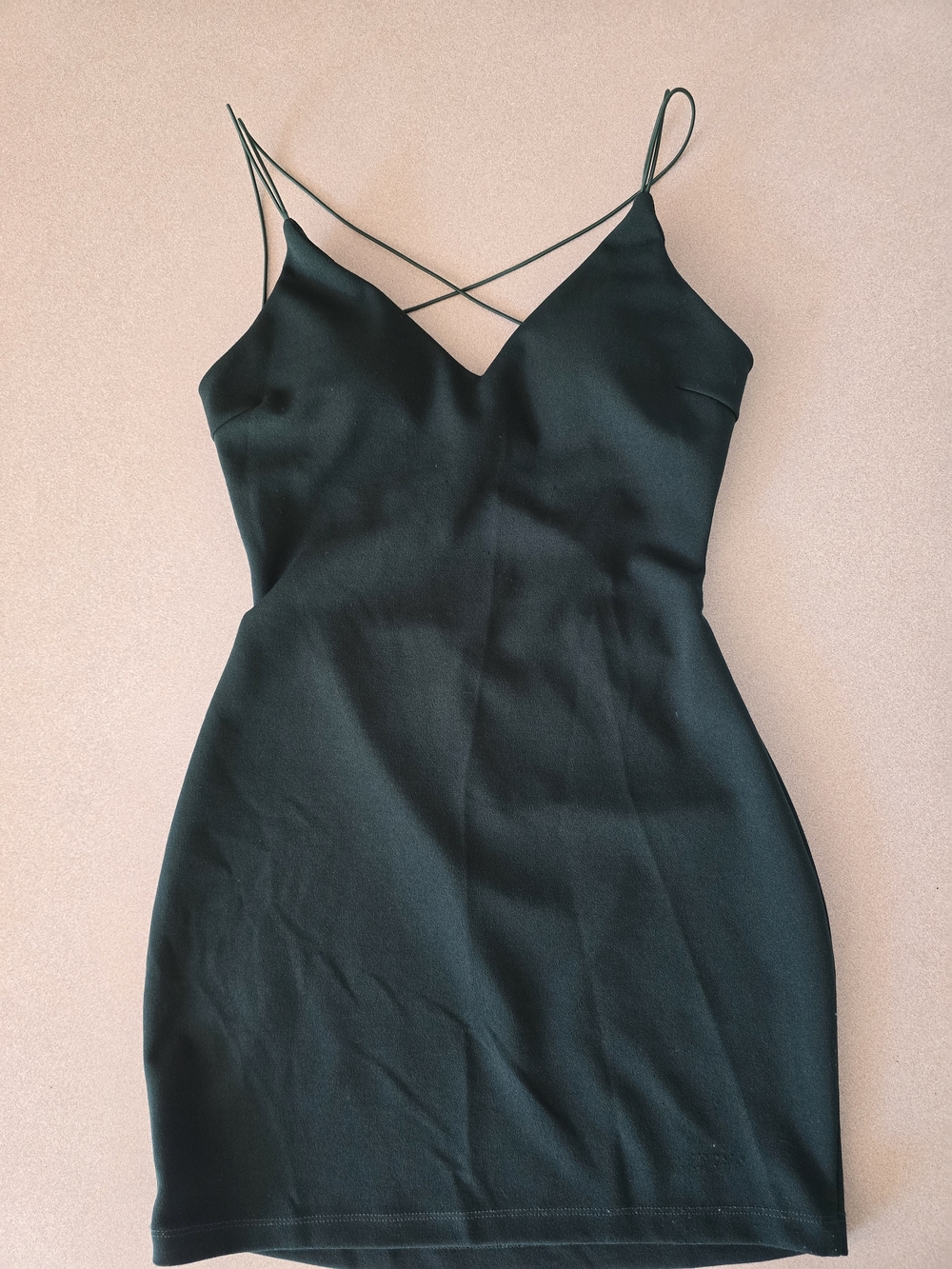 Windsor Dark Green Crisscross Strappy Mini Dress